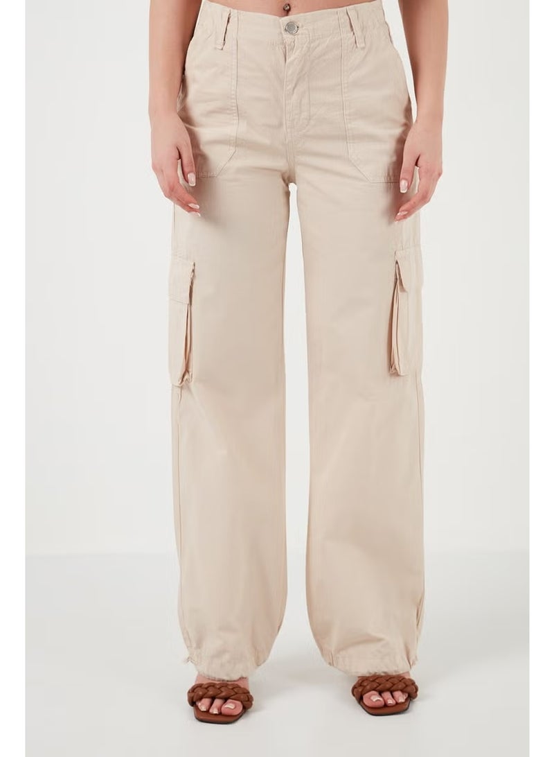Lela Cotton High Waist Wide Leg Cargo Pants Women's Trousers 668YP50022S4 - Image 4